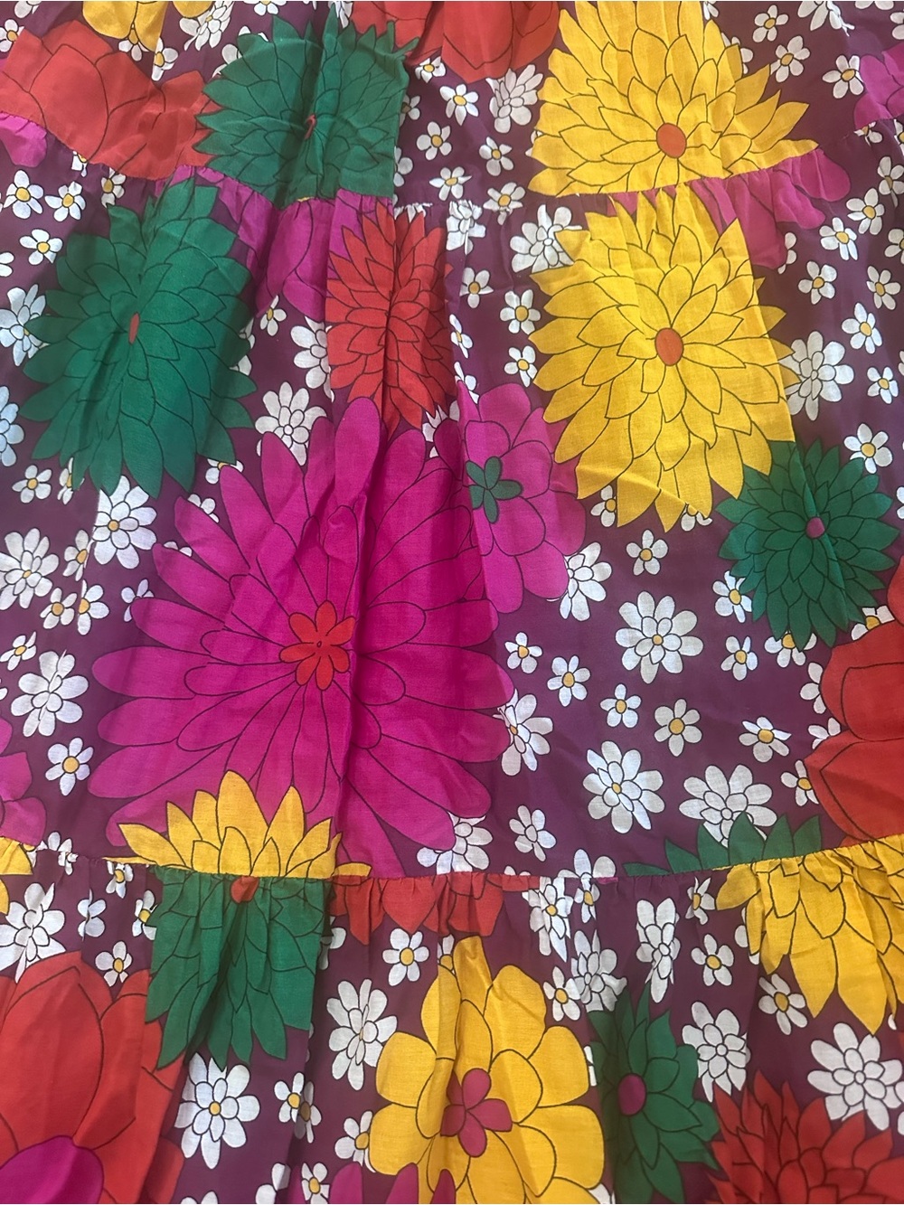 Dodo Bar Or Magenta Floral Tiered Maxi Skirt with Yellow & Green Accents - Picture 6 of 6